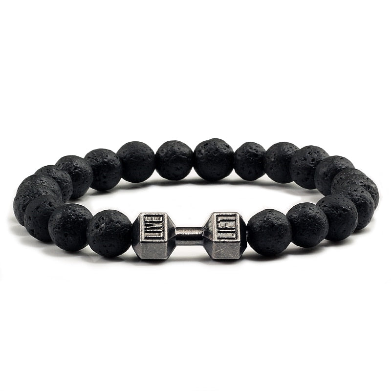 Lava Stone Dumbbell Bracelet